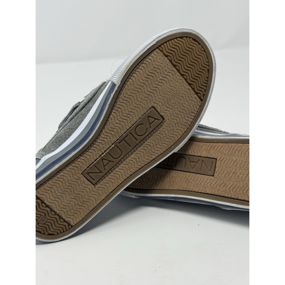 Nautica Spinnaker Kid's Boat Shoes Gray Canvas 2-Eye Size 13 - Picture 9 of 13